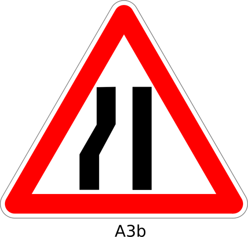 Road narrows teken vector