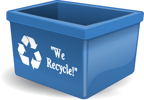 Vectorillustratie van blauwe kunststof recycling bin