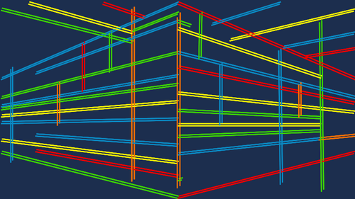 Imagen de color de líneas digitales criss cruzados sobre fondo azul