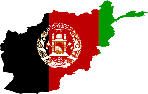 Afghanistans flagg og kart