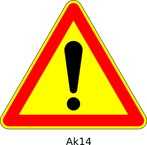 Vector drawing of danger ahead triangular temporary road sign