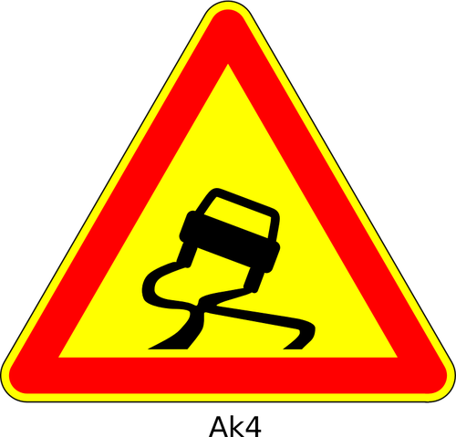 Vektor-Bild der rutschigen Straße dreieckige temporäre Straßenschild