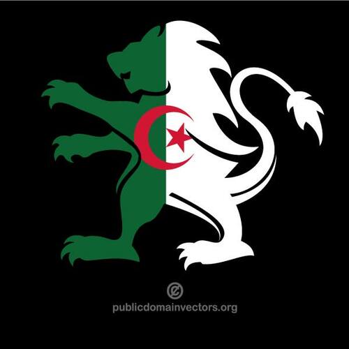 León heráldico con la bandera de Argelia