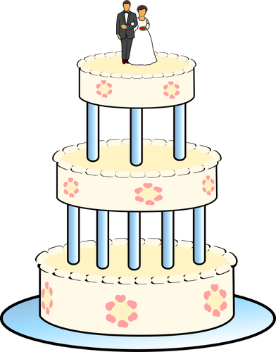 Dibujo de pastel de boda de nivel tres