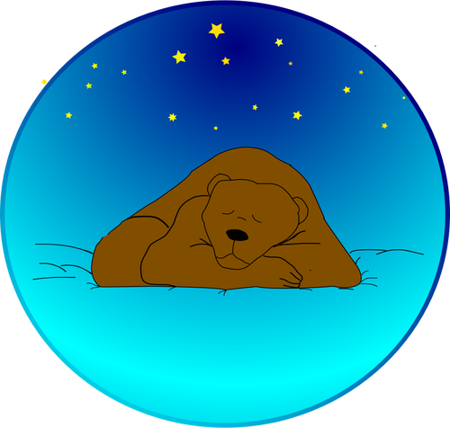 Brown bear sleeping under stars vector clip art