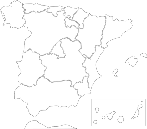 Vektorový obrázek mapy španělských regionů