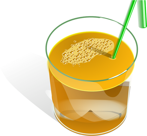 Vector de desen de suc într-un pahar cu paie verzi