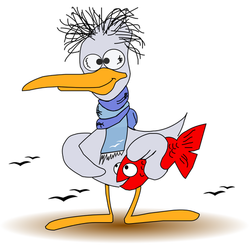 Pato con dibujo vectorial de pescado