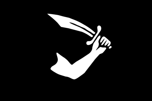 Pirate flag arm and sword vector image