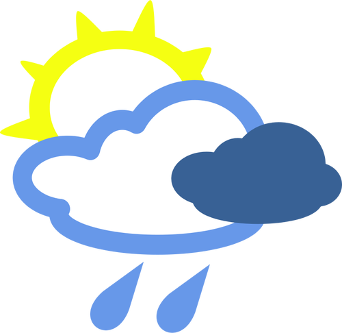 סאני וסמל מזג האוויר יום גשום וקטור תמונה