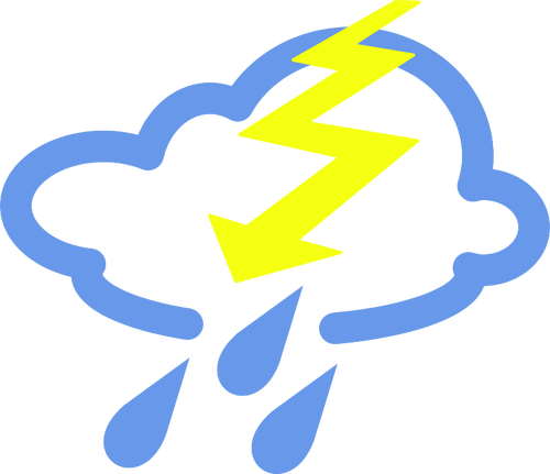Hujan dan thunder cuaca simbol vektor gambar