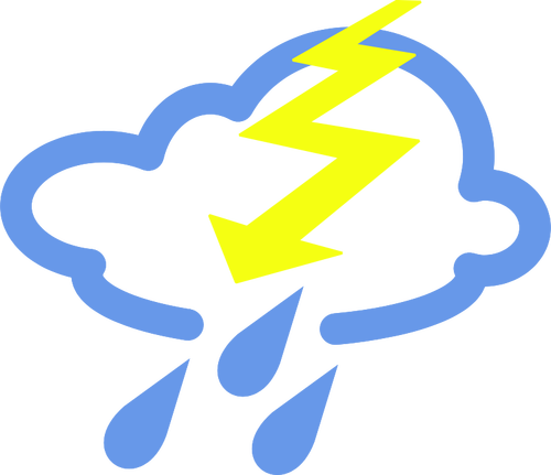 Pioggia e tuoni meteo vettoriale immagine del simbolo