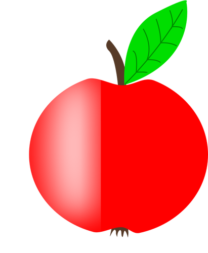 Immagine vettoriale mela rossa con una foglia verde