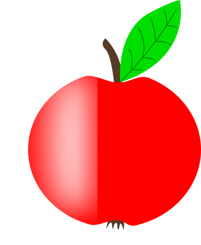 Imagen vectorial de manzana roja con una hoja verde