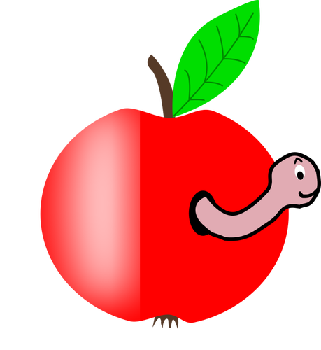 Red apple with a green leaf vector illustration