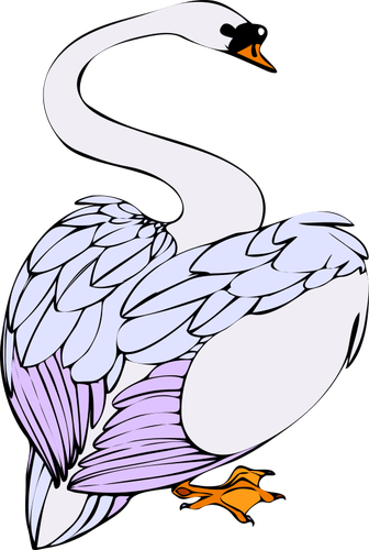 Swan med lila fjädrar vektor ClipArt