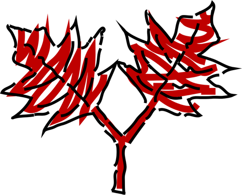 Red leaves drawing vector graphics