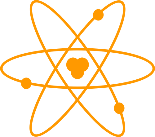 Illustrazione del diagramma di un atomo in colore arancione