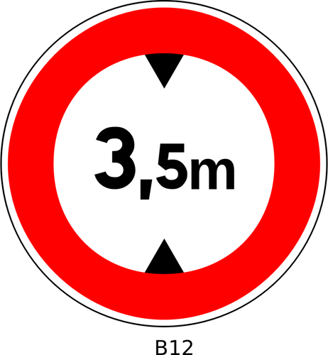 Vector de la imagen de ningún acceso para los vehículos cuya altura supera 3,5 metros señal de tráfico