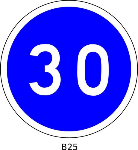 Vektor seni klip 30mph kecepatan pembatasan biru bulat Perancis roadsign