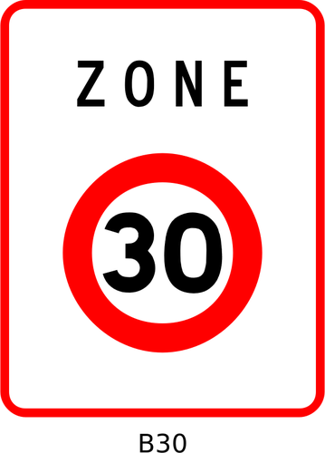 Ilustração em vetor de zona de limitação de velocidade de 30mph quadrado roadsign francês