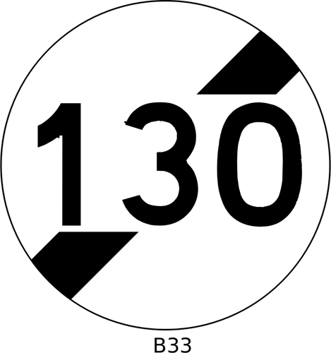 Vektor-Bild, Ende der 130mph Höchstgeschwindigkeit Straßenschild