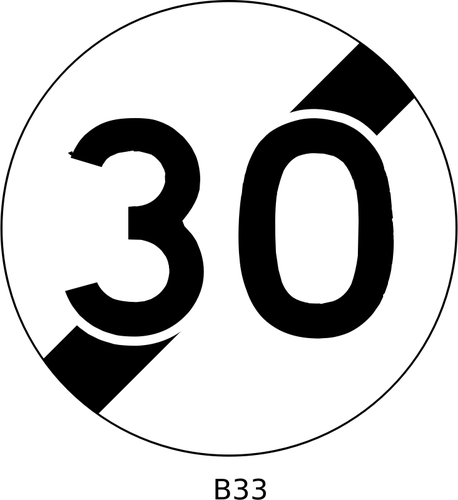 Vector de dibujo de limitación de velocidad de 30mph termina roadsign francés