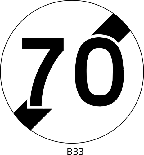 Vectorillustratie van 70 mph maximumsnelheid eindigt verkeersbord