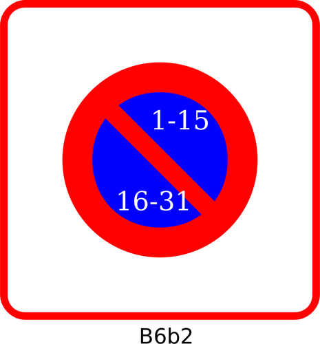 Vector clip art of blue and red square parking prohibitory panel