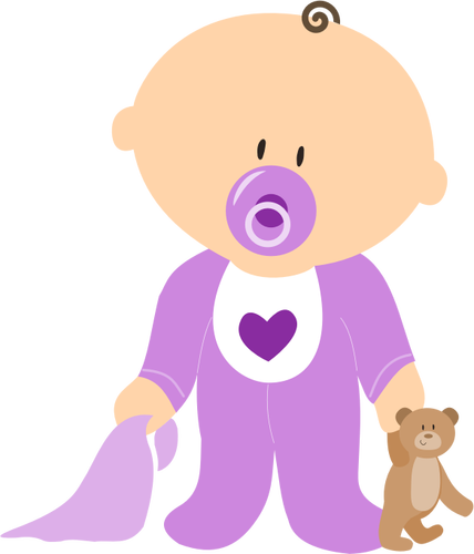 Bayi laki-laki yang memegang mainan boneka beruang