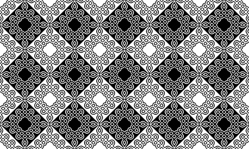 Blanco y negro con dibujos en azulejos