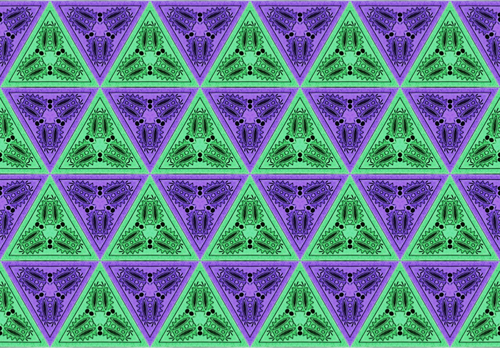 Groene en paarse driehoeken