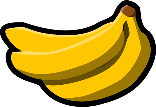 Dessin de banane de couleur de contour noir épais vectoriel