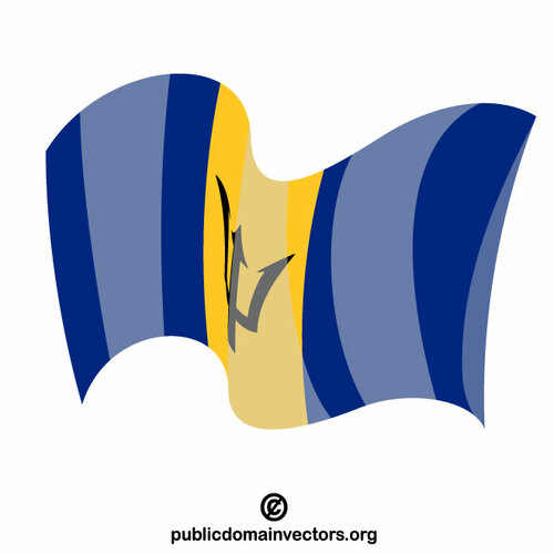 Barbados state flag waving