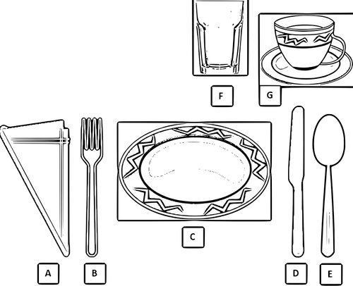 Vector graphics of basic table setting diagram