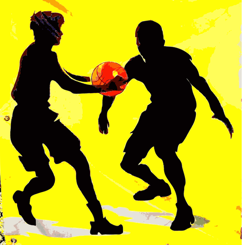 बास्केट बॉल खेल दृश्य सिल्हूट वेक्टर स्केच ड्राइंग
