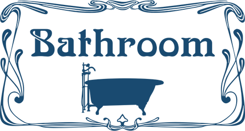 Vektorgrafiken von Bathroom blau verzierten Türschild