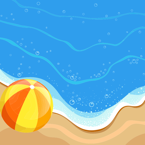 在海边的沙滩球