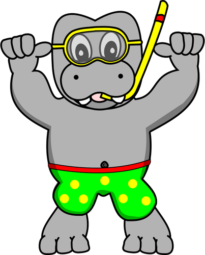 Schnorcheln Hippo-Vektor-Bild
