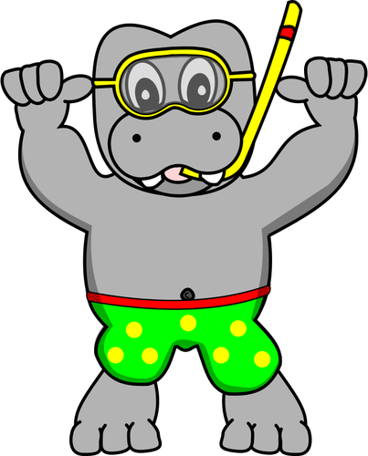 Snorkling hippo vektorbild