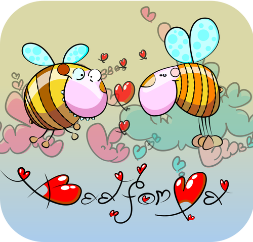 Lebah kartun cinta