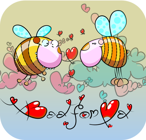 Dessin animé des abeilles dans l’amour