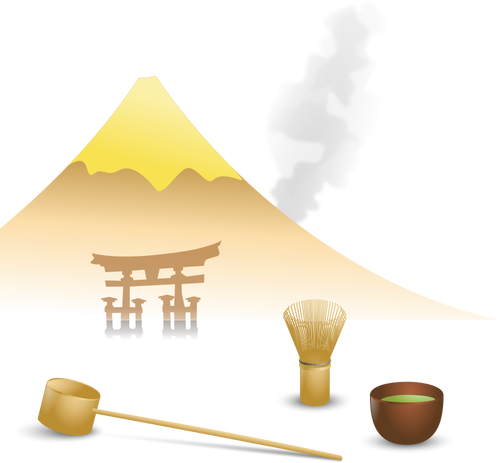 日本茶场景矢量绘图