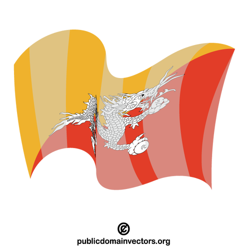 Bhutan nasjonale viftende flagg