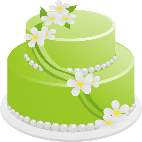 Dibujo de pastel de cumpleaños verde vectorial