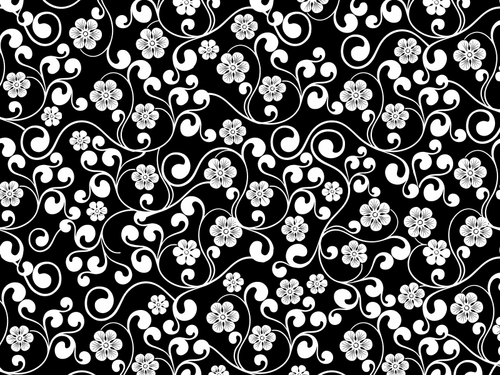 Černá a bílá květinový vzor