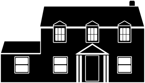 Detached house silhouette vector drawing