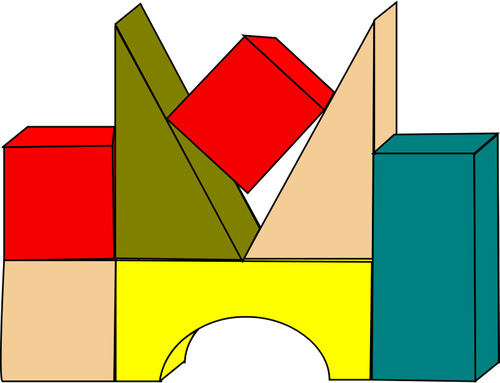 Vektortegning med tre farge byggeklosser