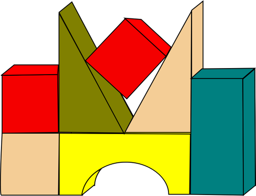 Vetor desenho de blocos de construção de cor de madeira