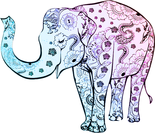 Blauwe bloemen olifant vectorafbeeldingen